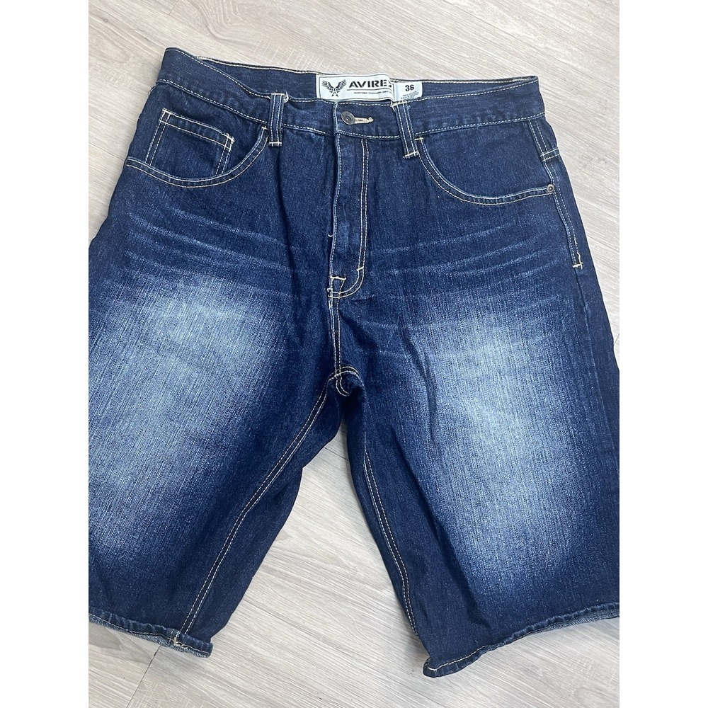 Avirex VTG Men's Jean Shorts Blue Wash Denim‎ Y2K Baggy Jorts 14" Inseam Size 36